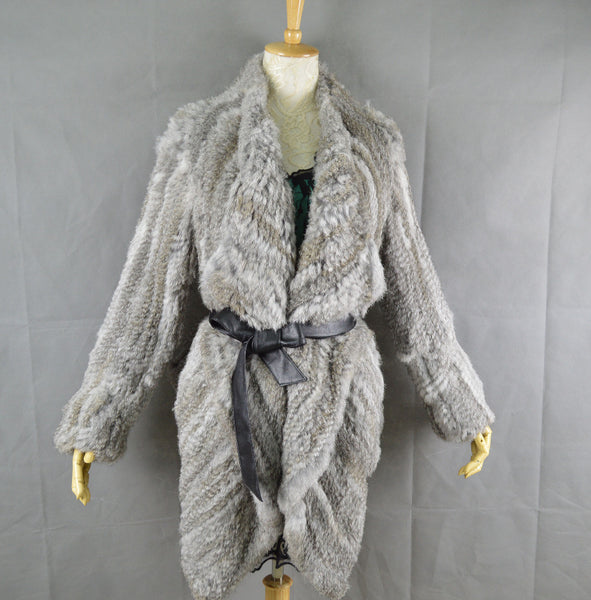 Top Quality Real Rabbit Fur Coats Jackets With Belt Women Natural Fur Jacket Genuine Rabbit Fur Outerwear Plus Size BF-C0391